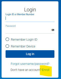 Screenshot of new login area for Online Banking